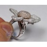 14K Two Tone Gold 7.58 ct Diamond Womens Flower Cocktail Ring