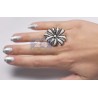 18K White Gold 4.58 ct Black Diamond Womens Flower Ring