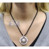 Womens Diamond Filigree Circle Pendant Necklace 14K White Gold