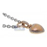 Womens Diamond Heart Pendant Necklace 14K Two Tone Gold 0.63ct