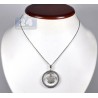 Womens Diamond Flower Circle Pendant Necklace 14K White Gold