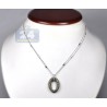 Womens Cognac Diamond Oval Pendant Necklace 14K White Gold