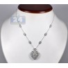 Womens Diamond Locket Heart Pendant Necklace 18K White Gold