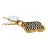 Womens Fancy Diamond Flower Pendant Necklace 14K Yellow Gold