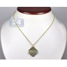 Womens Fancy Diamond Flower Pendant Necklace 14K Yellow Gold