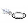 Womens Diamond Double Circle Pendant Necklace 14K White Gold