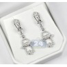 Womens Diamond Open Hamsa Hand Drop Earrings 14K White Gold