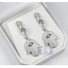 Womens Diamond Hamsa Hand Drop Earrings 14K White Gold 1.75 ct