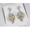 Womens Fancy Yellow Diamond Floral Leaf Earrings 14K Gold 2.50 ct