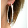 Womens Diamond Round Hoop Earrings 14K Rose Gold 8.28 ct 2.25"