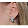 Womens Diamond Pave Huggie Earrings 14K White Gold 0.66 ct 1"