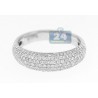14K White Gold 0.77 ct Pave Diamond Womens 6 mm Wide Band Ring