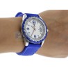 Aqua Master Blue Rubber Diamond Womens Steel Watch
