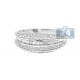14K White Gold 0.84 ct Baguette Round Diamond Vintage Band Ring