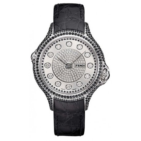 F104031011P4P02 Fendi Precious Pave Crazy Carats Black Diamond Watch 38mm