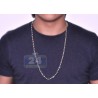 Mens Moving Diamond Rectangle Link Chain 14K Two Tone Gold 30"