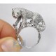 14K White Gold 3.55 ct Diamond Womens Panther Cat Ring