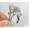 14K White Gold 3.55 ct Diamond Womens Panther Cat Ring