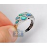 14K White Gold 0.68 ct Diamond Multicolored Opal Gemstone Womens Ring