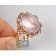 14K Rose Gold 26.39 ct Cabochon Quartz Diamond Vintage Cocktail Ring
