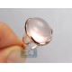 14K Rose Gold 17.49 ct Pink Quartz Cabochon Diamond Womens Ring