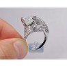 14K White Gold 2.97 ct Diamond Emerald Panther Cat Head Ring