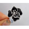 14K White Gold 0.83 ct Diamond Black Petals Flower Cocktail Ring