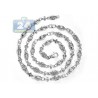 Mens Diamond Geometric Bead Chain 14K White Gold 2.85ct 30" 6mm