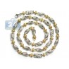 Mens Diamond Bead Link Chain 14K Two Tone Gold 17.51ct 7mm 30"