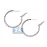 Inside Out Diamond Round Hoop Earrings 14K White Gold 2.04 ct