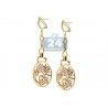 Womens Diamond Floral Drop Earrings 14K Yellow Gold 5.88 ct