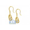 Womens Diamond Illusion Drop Hook Earrings 14K Yellow Gold 1.5"