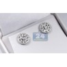 Womens Diamond Cluster Round Stud Earrings 14K White Gold 1.26 ct