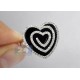 14K White Gold 0.73 ct Diamond Black Ceramic Heart Cocktail Ring