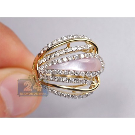 14K Yellow Gold 1.55 ct Diamond Opal Womens Openwork Ring