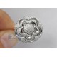 14K White Gold 1.02 ct Diamond Womens Openwork Flower Ring