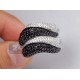 14K Gold 3.54 ct Black White Diamond Womens Wave Ring