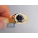 14K Yellow Gold 2.45 ct Black Diamond Solitaire Halo Mens Ring