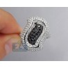 14K White Gold 2.81 ct Black Diamond Womens Leaf Ring