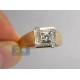Matte 14K Yellow Gold 0.62 ct Diamond Mens Square Ring