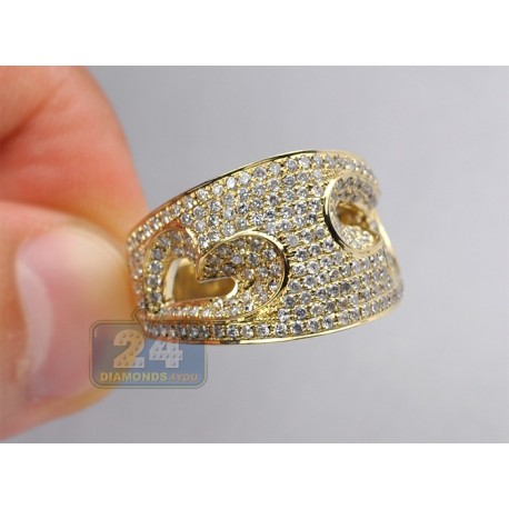 14K Yellow Gold 2.19 ct Diamond Womens Open Heart Ring