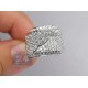 14K White Gold 2.54 ct Diamond Womens Indented Band Ring