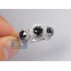 14K White Gold 4.27 ct Three Black Diamond Engagement Ring