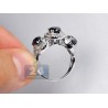 14K White Gold 4.27 ct Three Stone Black Diamond Engagement Ring