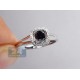 14K White Gold 0.94 ct Black Diamond Halo Engagement Ring