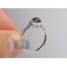 14K White Gold 0.94 ct Black Diamond Halo Womens Engagement Ring