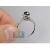14K White Gold 2.04 ct Black Diamond Halo Womens Engagement Ring