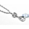 Womens Diamond Flower Lariat Necklace 14K White Gold 1.25ct 18"