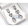 Womens Diamond Floral Drop Earrings 14K White Gold 1.16 Carat