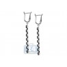 Womens Diamond Square Link Dangle Earrings 14K White Gold 1.05 ct
